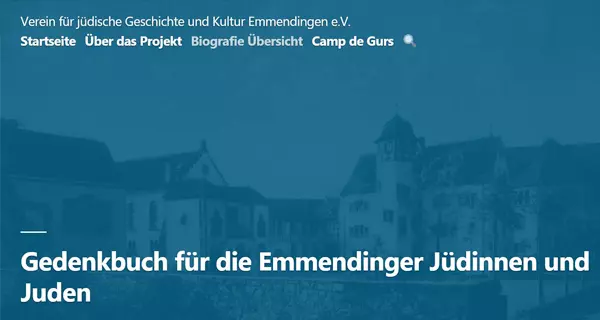 Digitale Angebot Emmendingen (Sceenshot der Homepage Gedenkbuch Emmendingen)