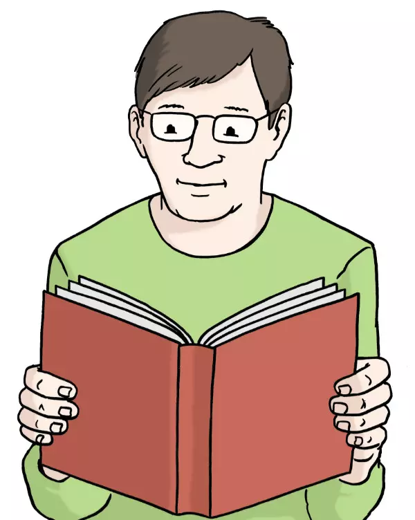 Grafik: Mann mit Buch